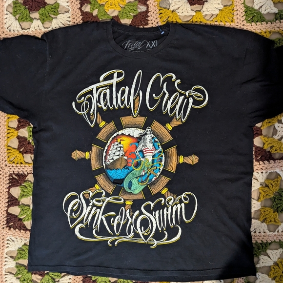 Fatal Crew Clothing Streetwear XXL "Sink or Swim" Graffiti Nautical Tattoo - Picture 1 of 9